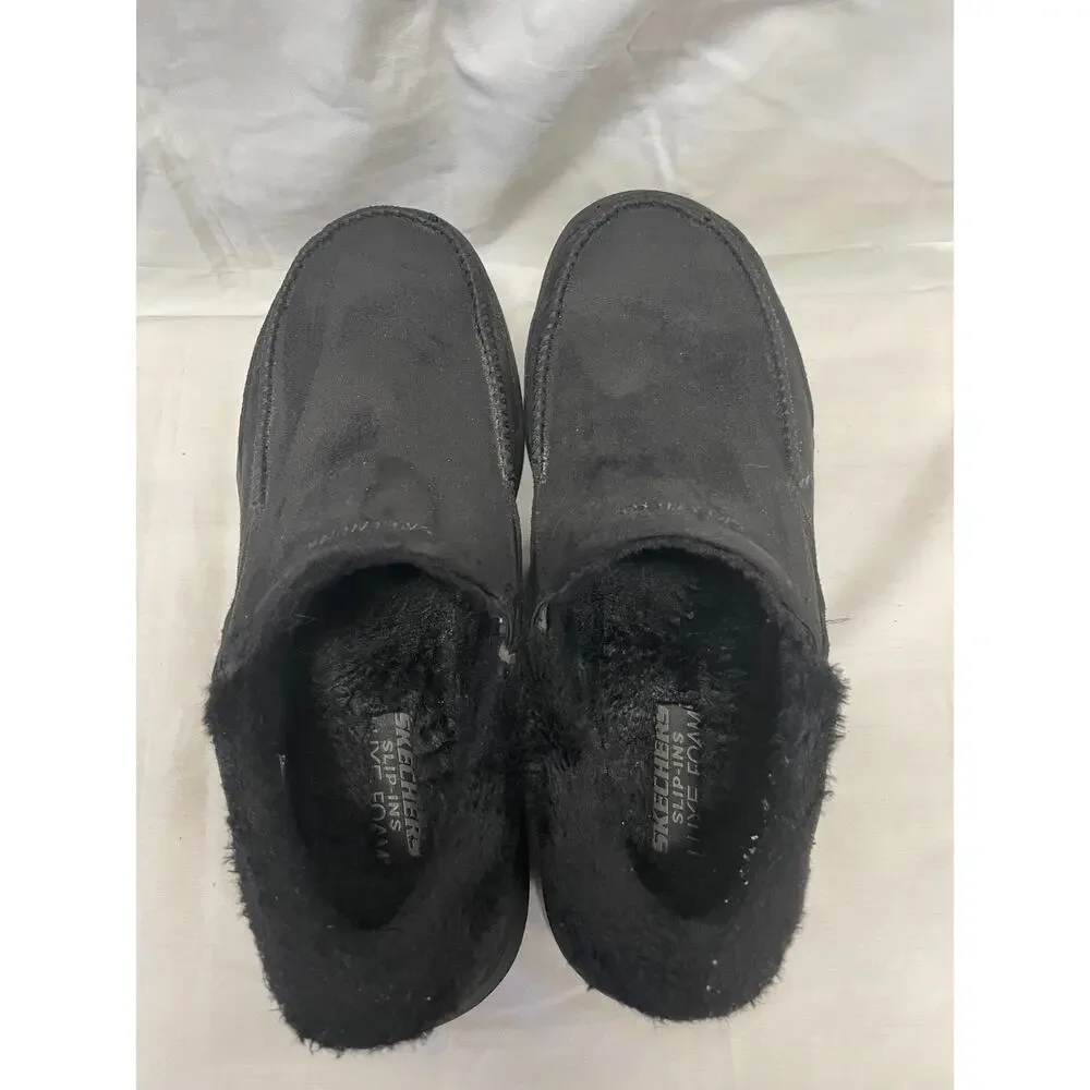 Skechers Men's Muretta-Scofield Faux Fur Lining Slip-On Design Size 12 Black